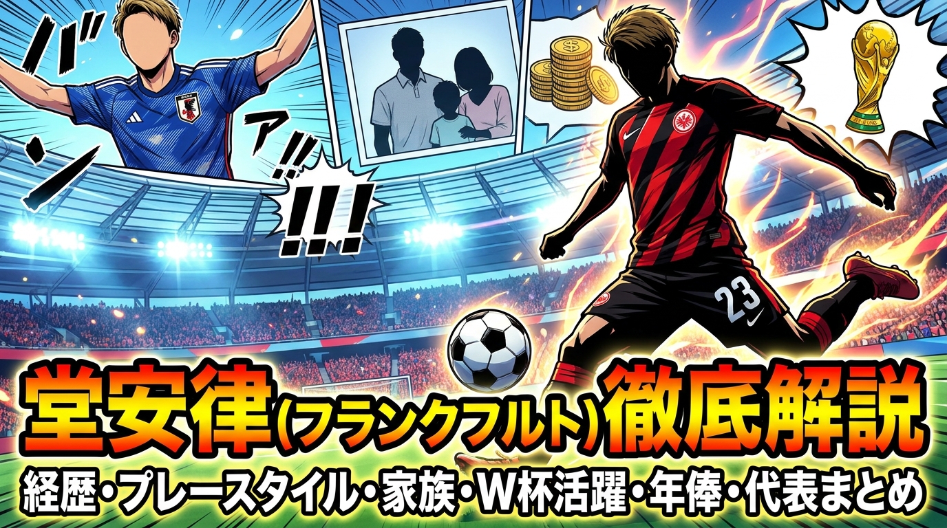 堂安律(フランクフルト)の経歴・プレースタイル・結婚や家族・W杯活躍・年俸・代表での活躍まとめ