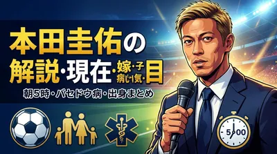 本田圭佑の解説・現在・嫁・病気・子供・目・朝5時・バセドウ病・出身まとめ