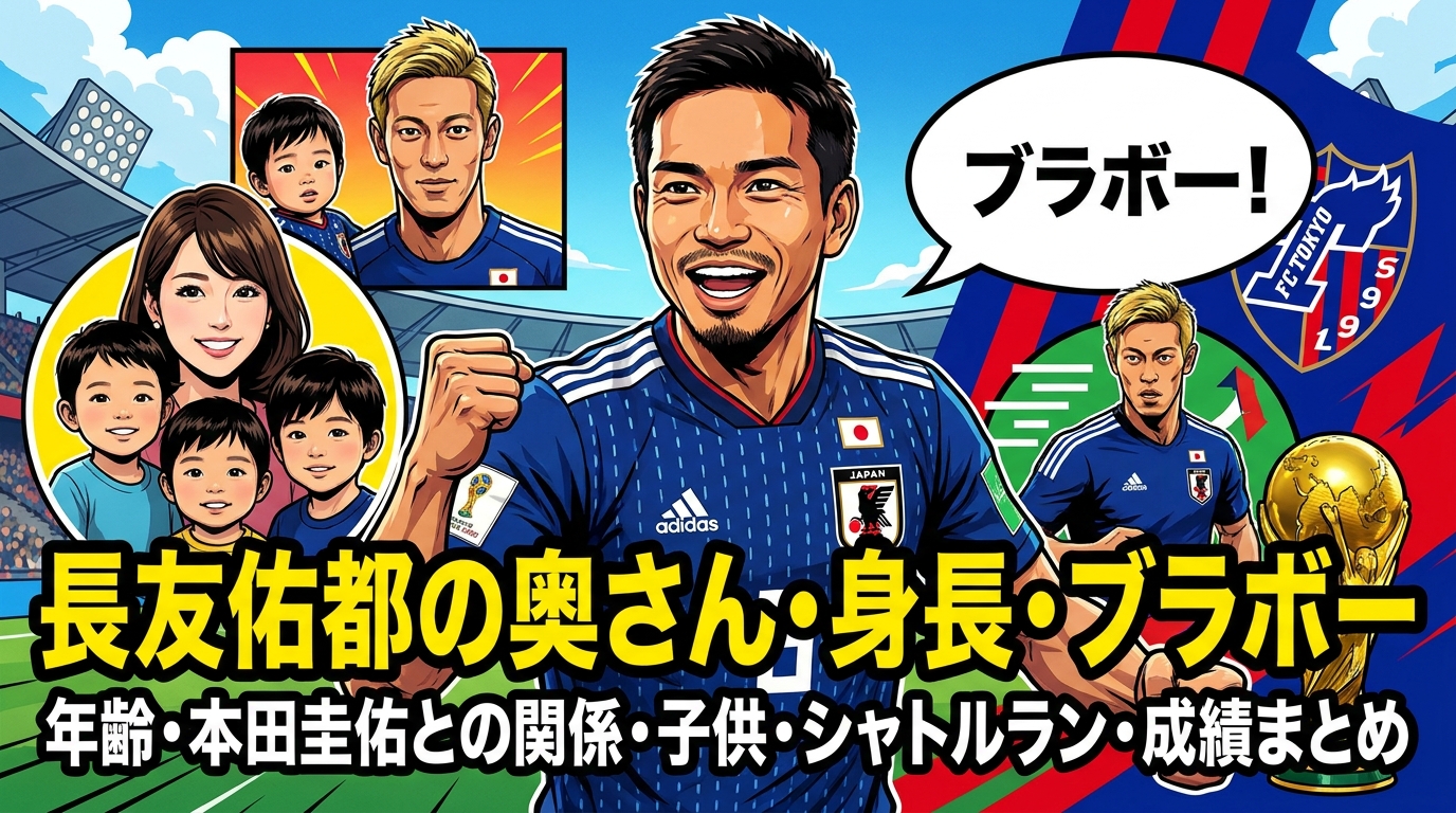 長友佑都の奥さん・身長・ブラボー・年齢・本田圭佑との関係・子供・シャトルラン・成績まとめ