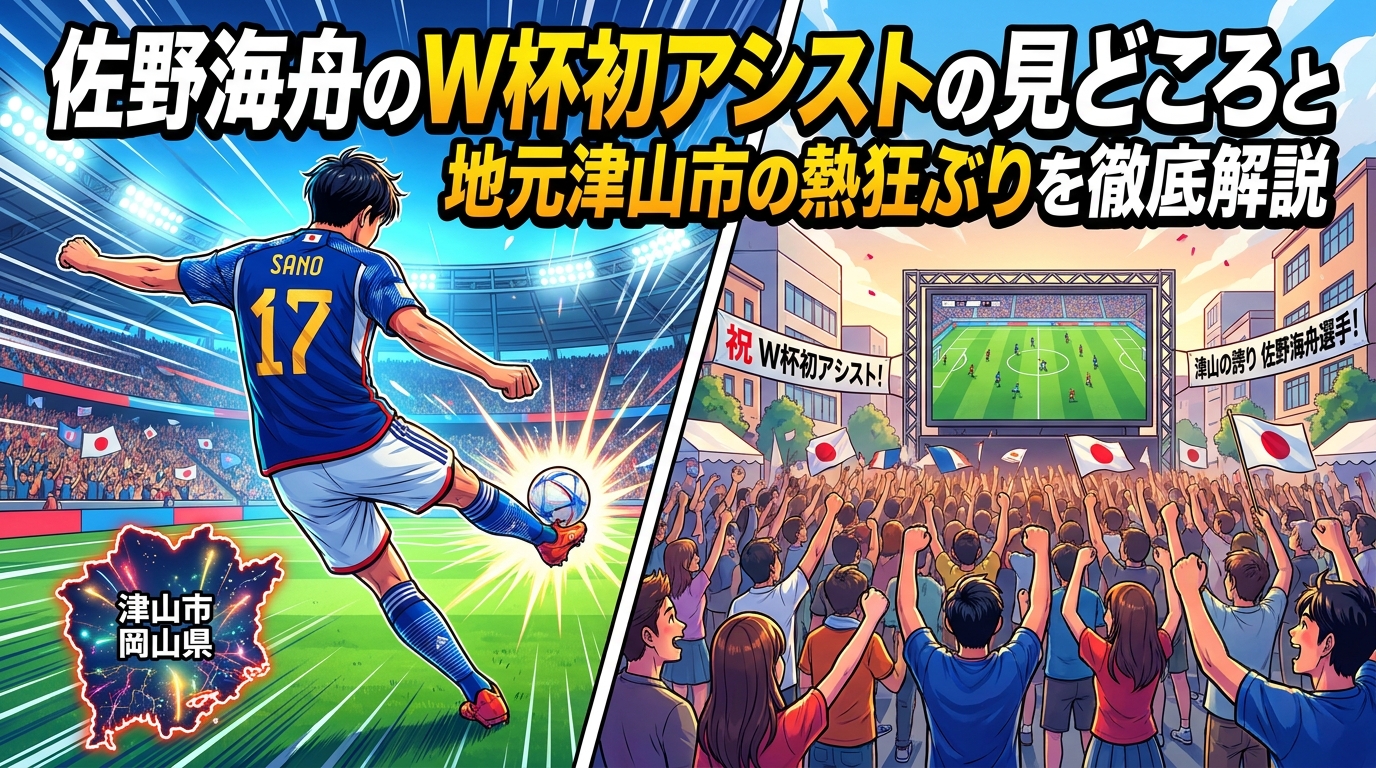 佐野海舟のW杯初アシストの見どころと地元津山市の熱狂ぶりを徹底解説