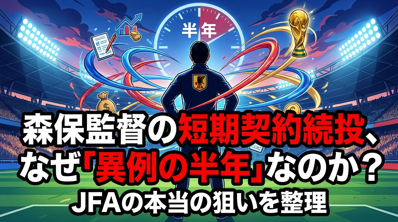 森保監督の短期契約続投、なぜ「異例の半年」なのか?JFAの本当の狙いを整理