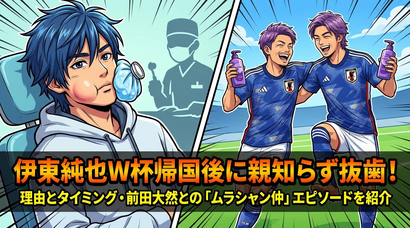 伊東純也W杯帰国後に親知らず抜歯!理由とタイミング・前田大然との「ムラシャン仲」エピソードを紹介