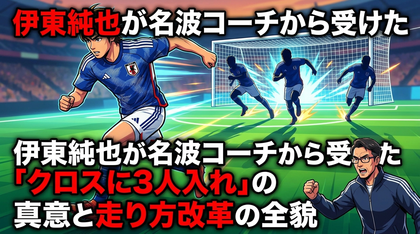 伊東純也が名波コーチから受けた「クロスに3人入れ」の真意と走り方改革の全貌