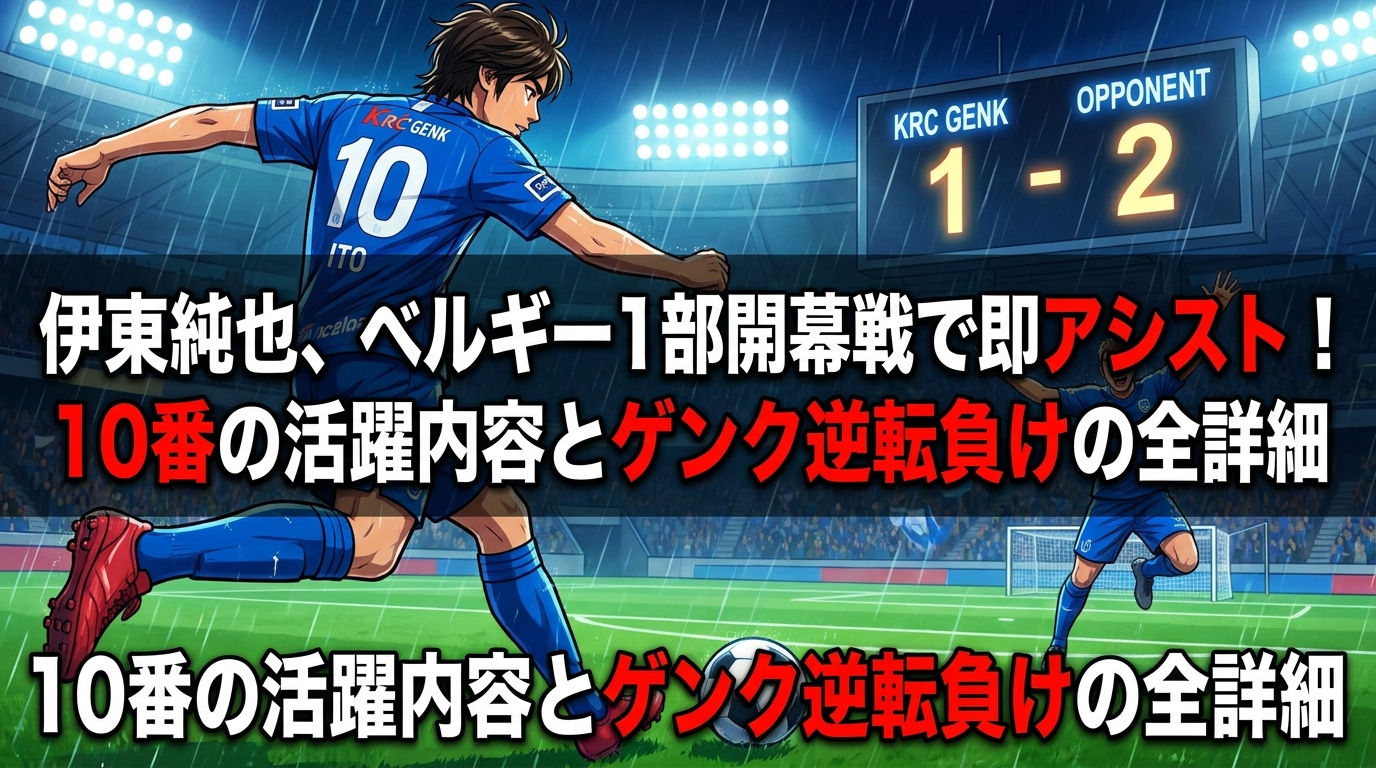 伊東純也、ベルギー1部開幕戦で即アシスト!10番の活躍内容とゲンク逆転負けの全詳細