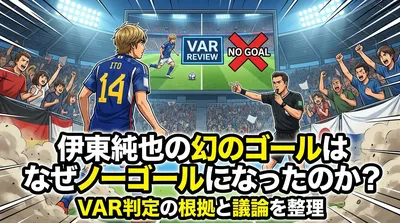 伊東純也の幻のゴールはなぜノーゴールになったのか？VAR判定の根拠と議論を整理